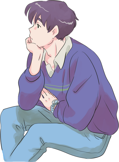 90s Anime Guy Thinking